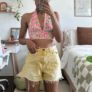 bdg yellow denim shorts